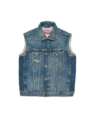 Diesel giubbino smanicato in denim bambino lavaggio blu
