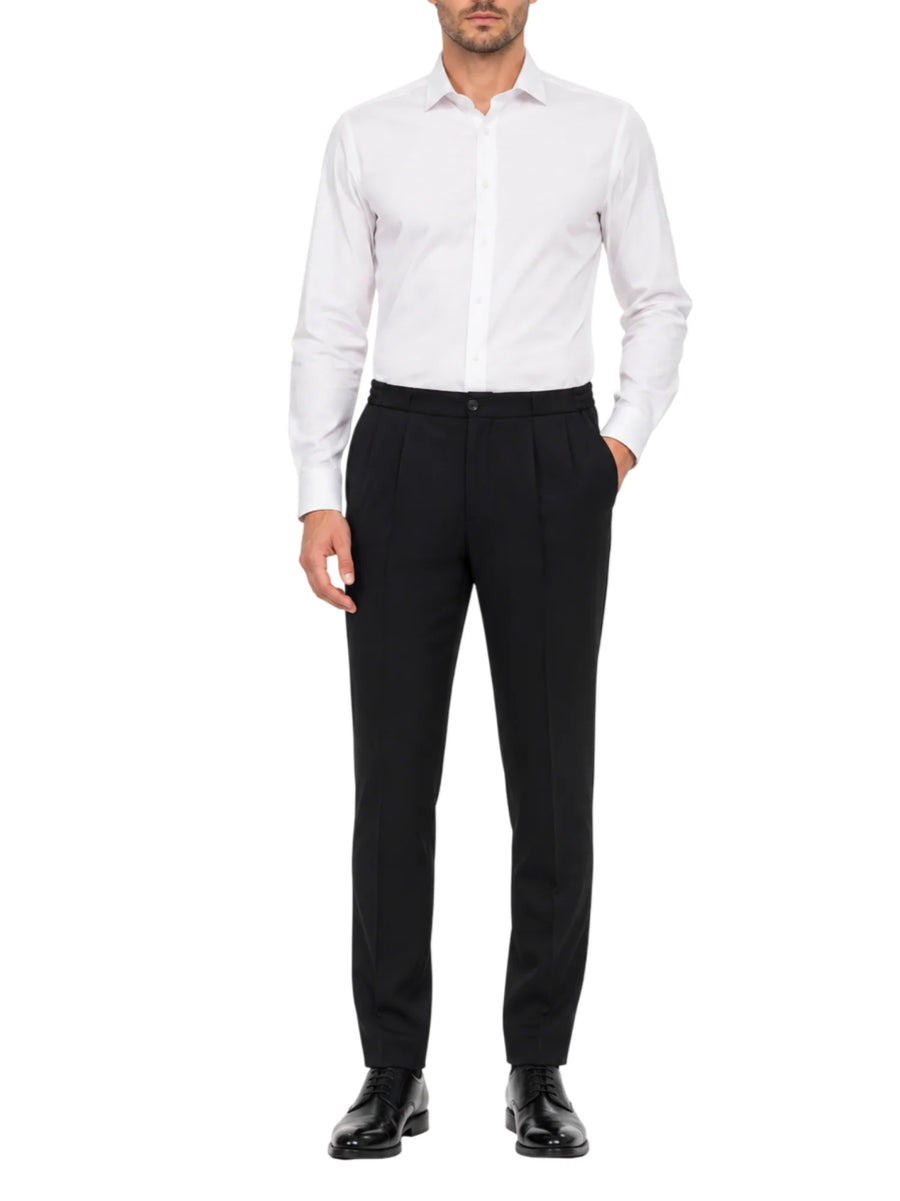 Manuel Ritz pantaloni uomo in fresco lana nero