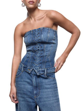 Liu Jo top bustier in denim lavaggio medio