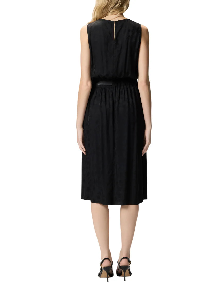 Pinko abito midi Caserta in fantasia floreale con cinta nero