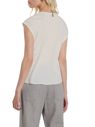 Relish blusa Lavolpe in georgette con strass panna