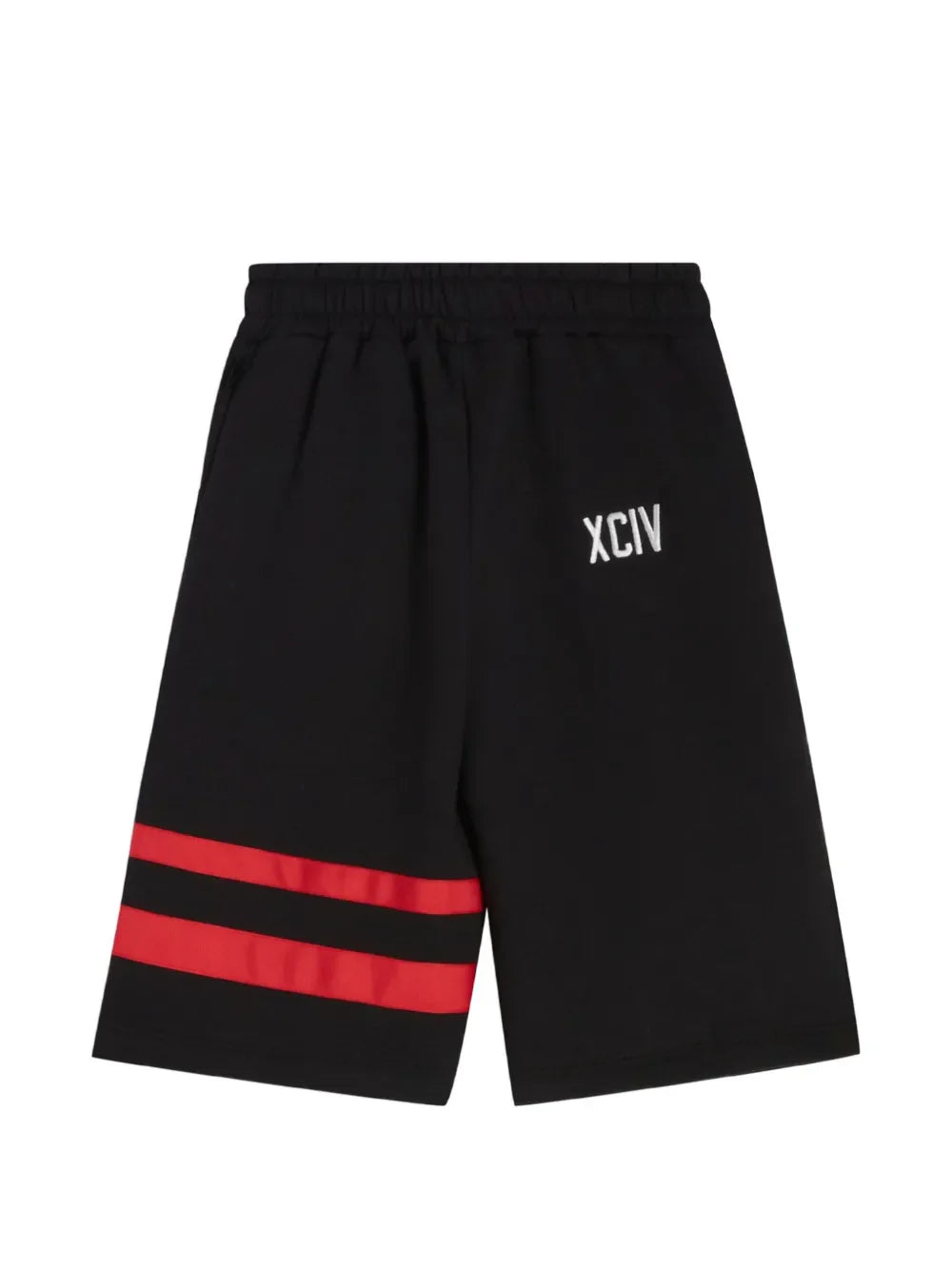 GCDS bermuda bambino con bande e logo nero