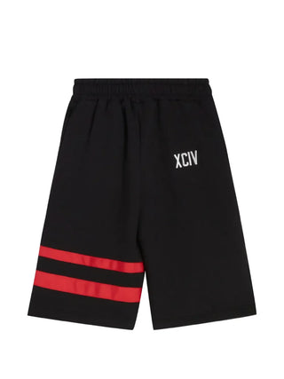 GCDS bermuda bambino con bande e logo nero