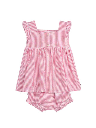Tommy Hilfiger abito neonata in cotone a righe rosso bianco