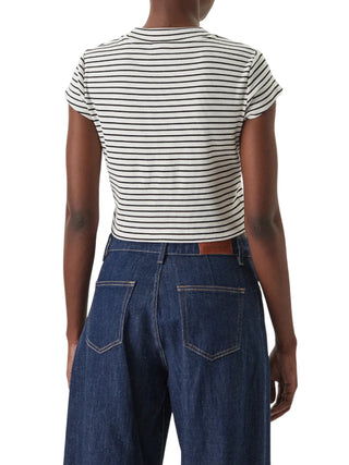 Calvin Klein Jeans T-shirt crop donna a righe panna nero