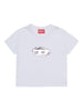 Diesel T-shirt manica corta con logo paillettes bianco