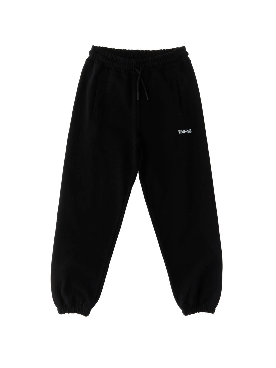 Disclaimer pantaloni joggers bambino con logo nero