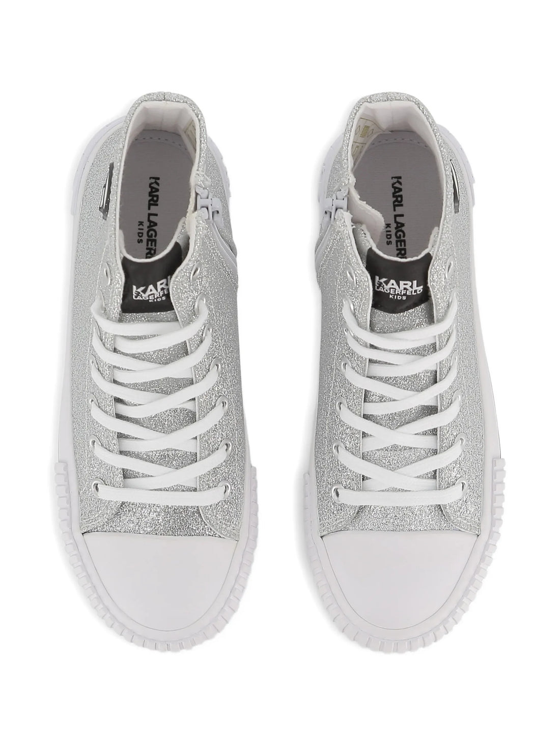 Karl Lagerfeld sneakers in tela glitterata bambina argento