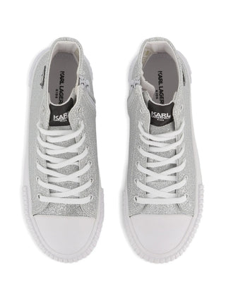 Karl Lagerfeld sneakers in tela glitterata bambina argento