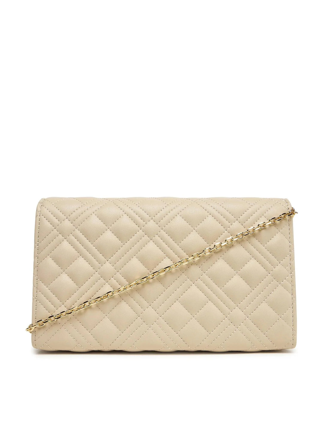 Love Moschino borsa a tracolla in ecopelle trapuntata ecrù oro