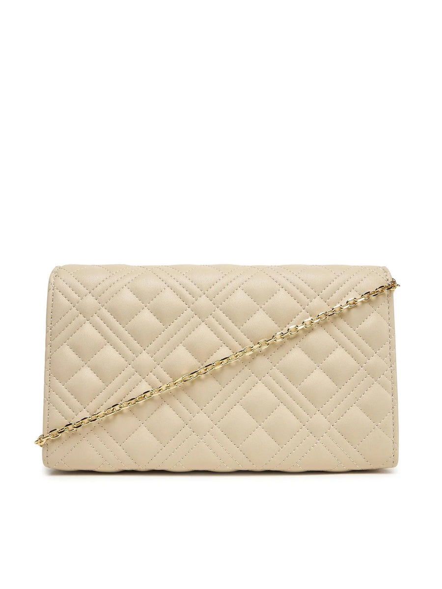 Love Moschino borsa a tracolla in ecopelle trapuntata ecrù oro