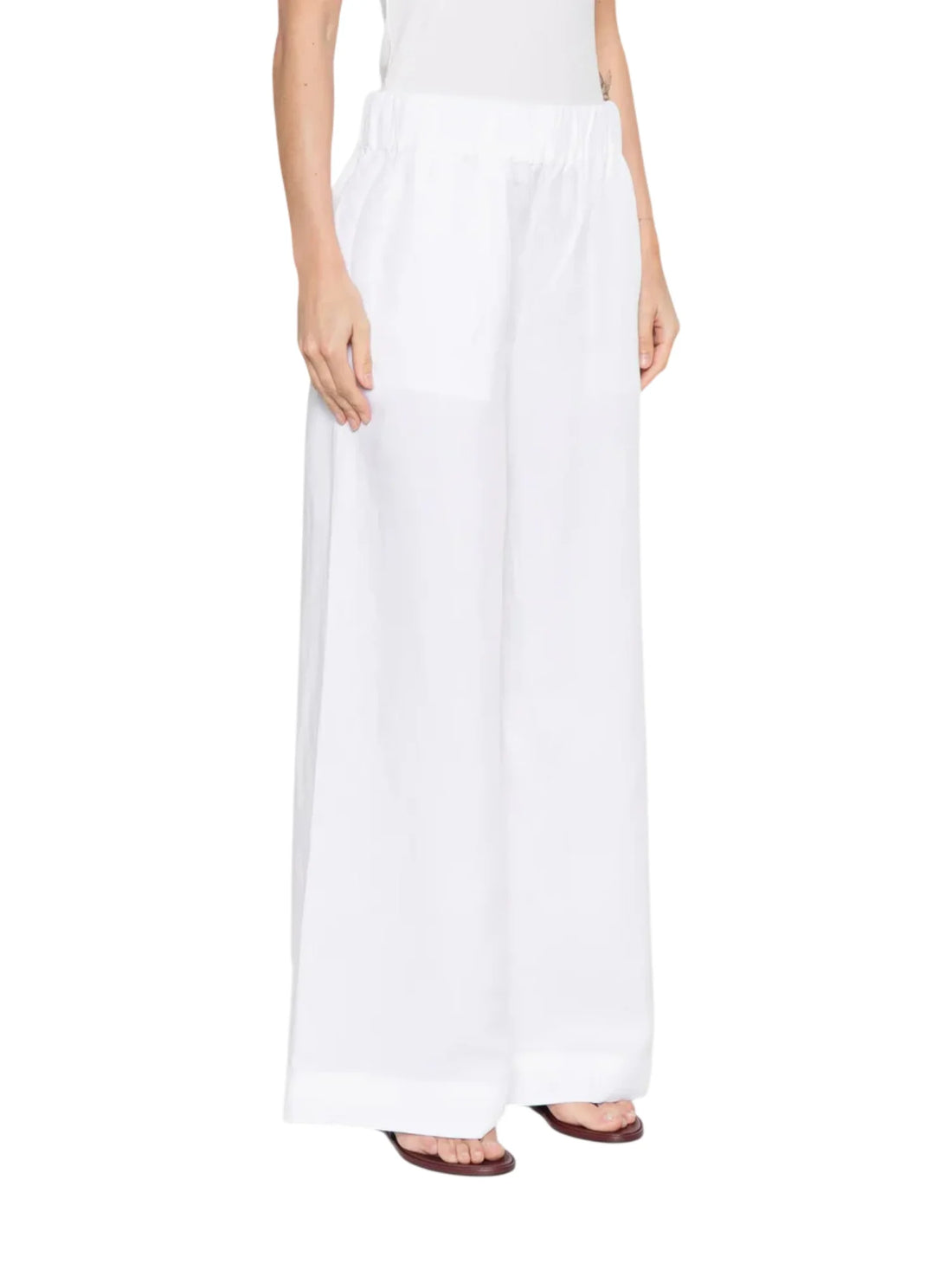 Jc Sophie pantaloni palazzo Leaf misto lino bianco