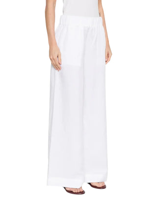 Jc Sophie pantaloni palazzo Leaf misto lino bianco