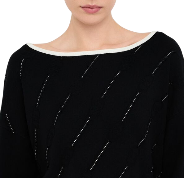Liu Jo maglia donna con strass e logo nero