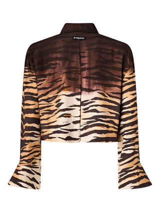 Pinko camicia Cordelia in twill stampa animalier multicolor