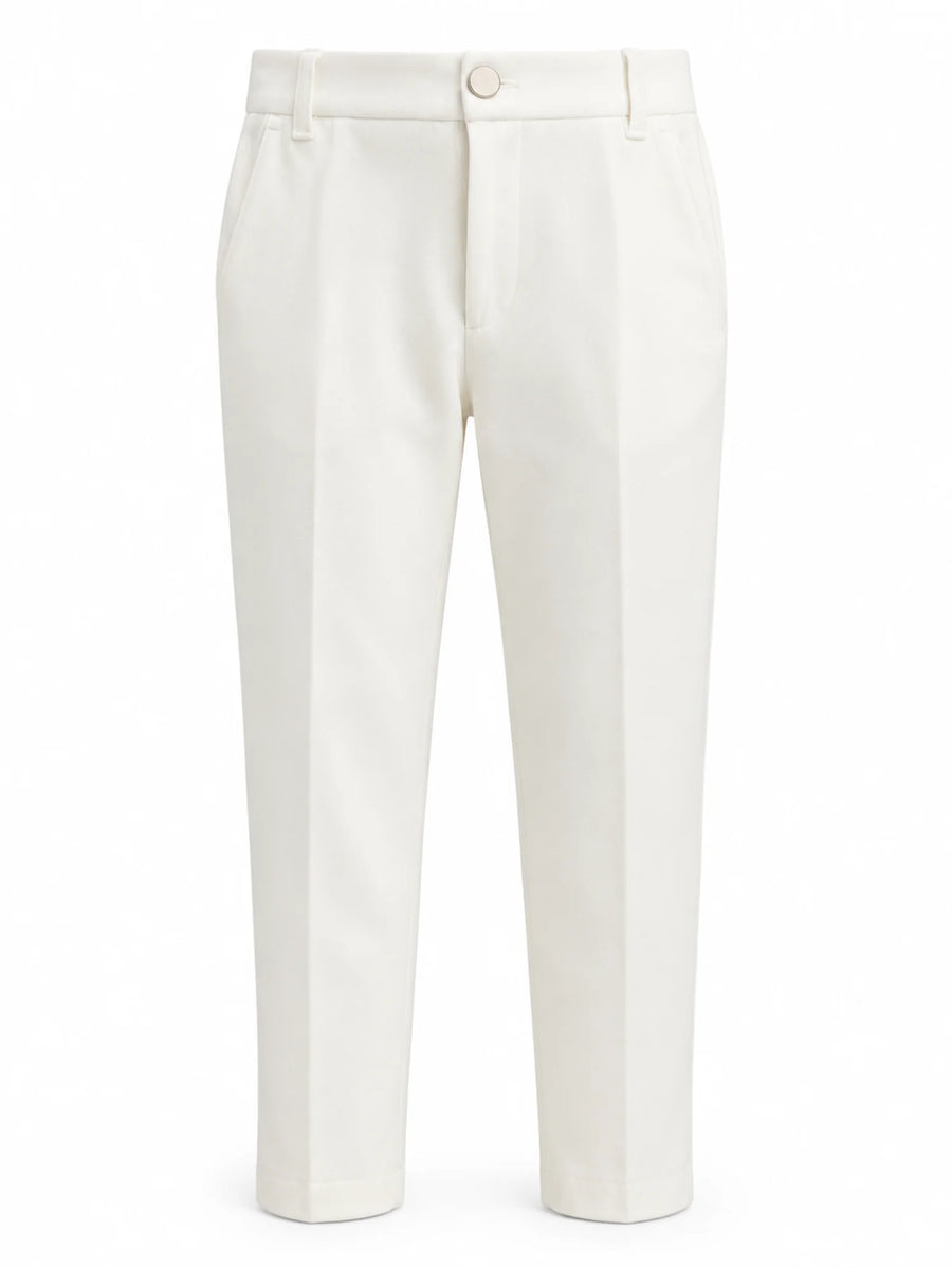 Emanuel Pris pantaloni neonato slim misto viscosa panna