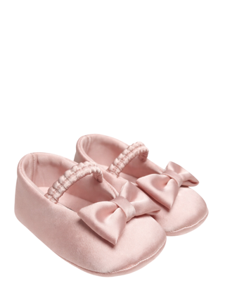 Colori Chiari ballerine satin con fiocco rosa