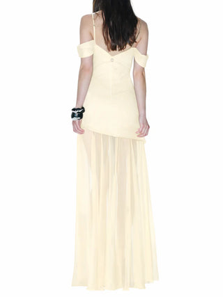 Aniye By abito lungo Teodora con trasparenze beige chiaro