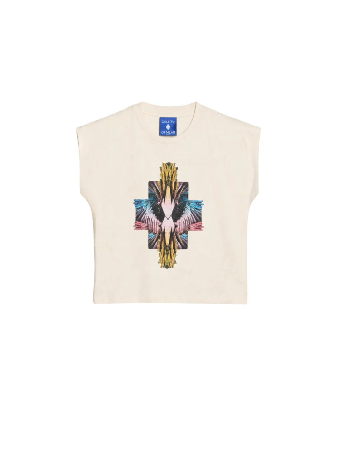 County of Milan T-shirt bambina in jersey stampa iconica panna