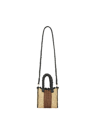 Me Fui borsa a mano donna in rafia con tracolla beige