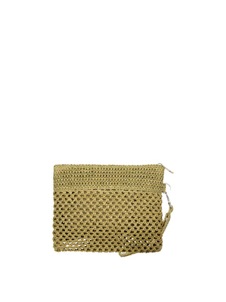 Me Fui pochette donna in rafia crochet verde MA26-SW0055 GN ME FUI
