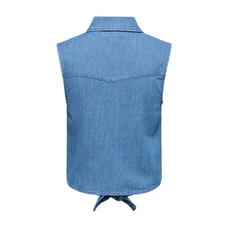 Only camicia smanicata donna in denim lavaggio blu