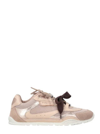 Pinko sneakers Yulia in pelle e mesh doppi lacci rosa