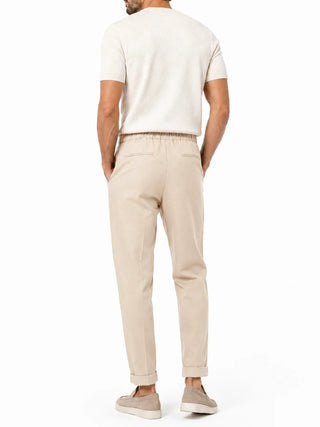 Le Braghe pantaloni uomo con coulisse misto viscosa tortora