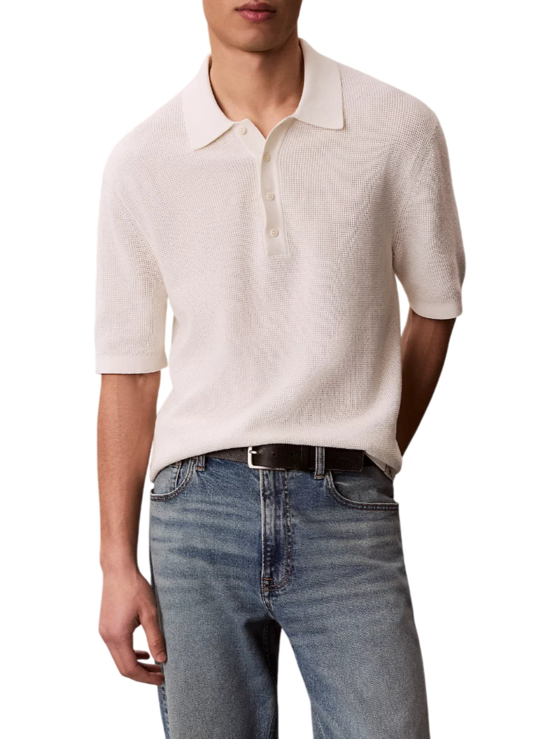 Calvin Klein Jeans polo uomo manica corta panna