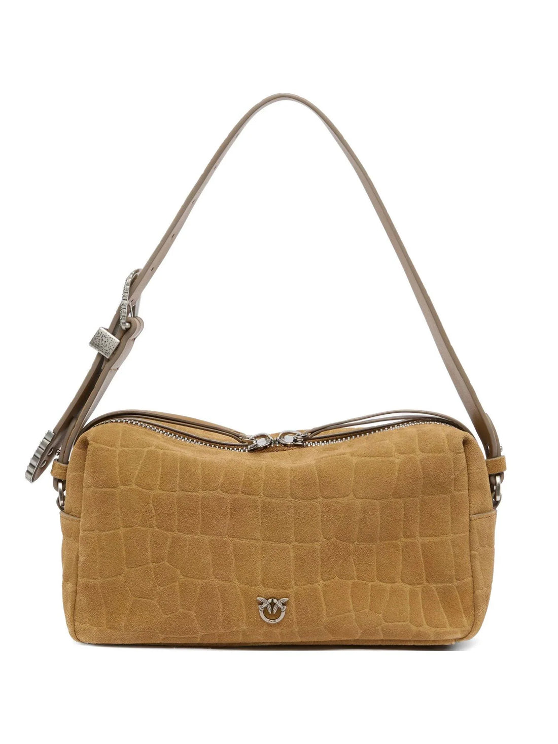 Pinko borsa bauletto Trittico in nabuk effetto coccodrillo beige
