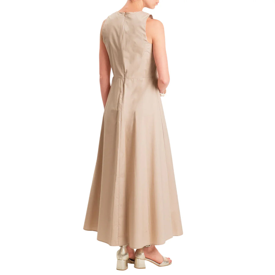 Vicolo abito lungo smanicato in cotone beige