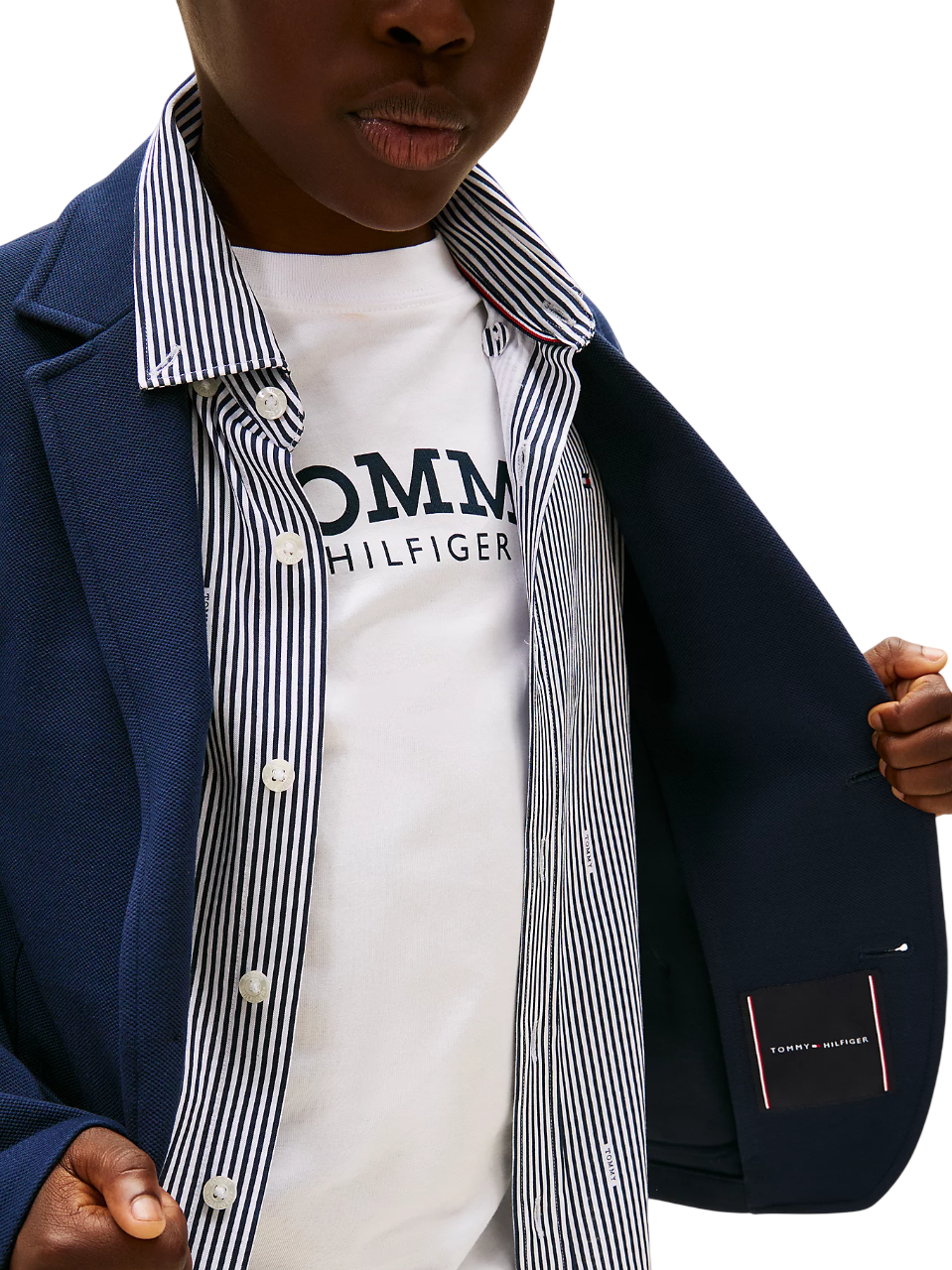 Tommy Hilfiger giacca blazer bambino in piquè blu
