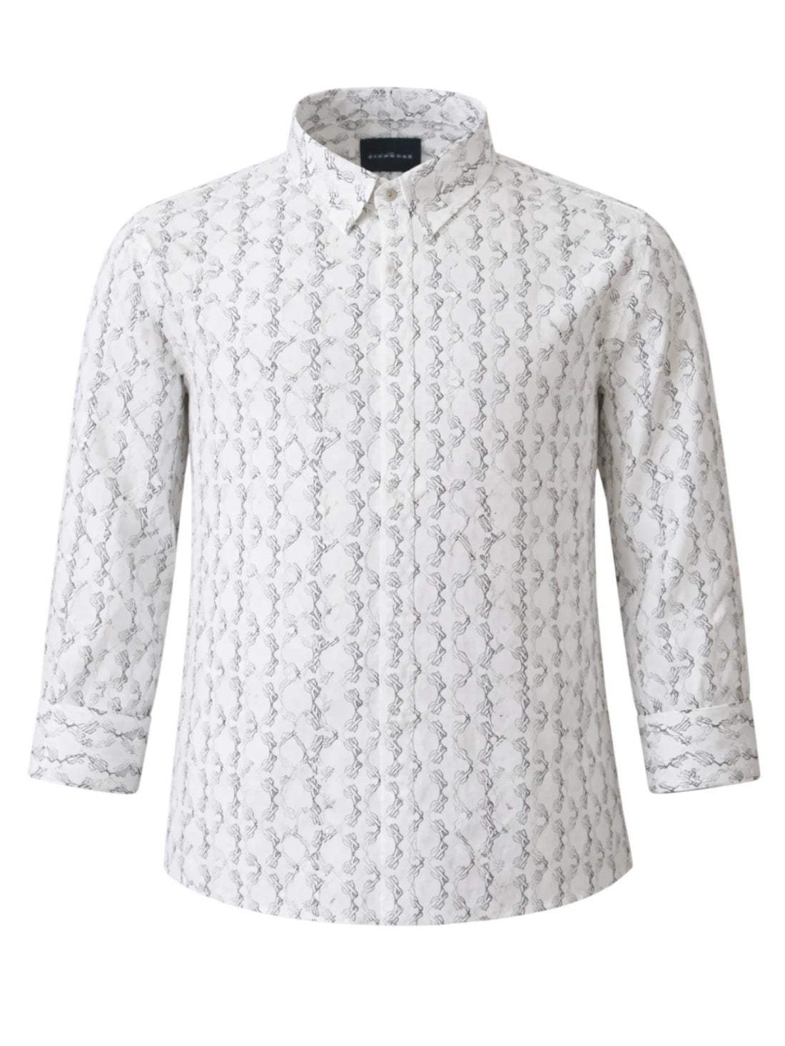 John Richmond camicia bambino in fantasia logata bianco