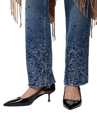 Liu Jo jeans gamba ditta con paillettes lavaggio blu UF5115D4854 77985 LIU JO