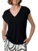 Surkana T-shirt in viscosa scollo a V nero