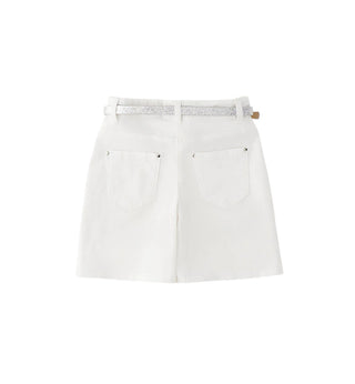 iDo bermuda bambina con strass e cinta bianco