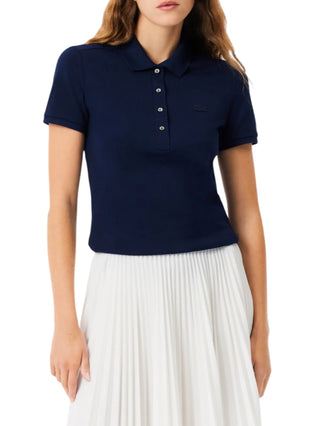 Lacoste polo donna manica corta in piquè blu