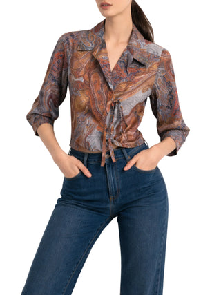 Sandro Ferrone giacca satin in fantasia multicolor