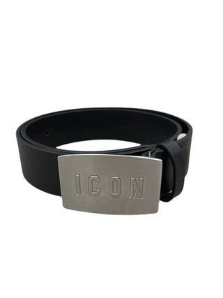 Icon cintura bambino in ecopelle placca logo nero