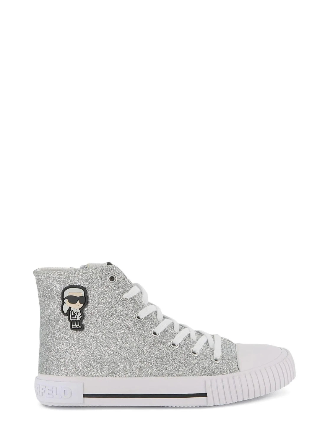 Karl Lagerfeld sneakers in tela glitterata bambina argento