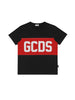 GCDS T-shirt bambino con banda logo nero rosso