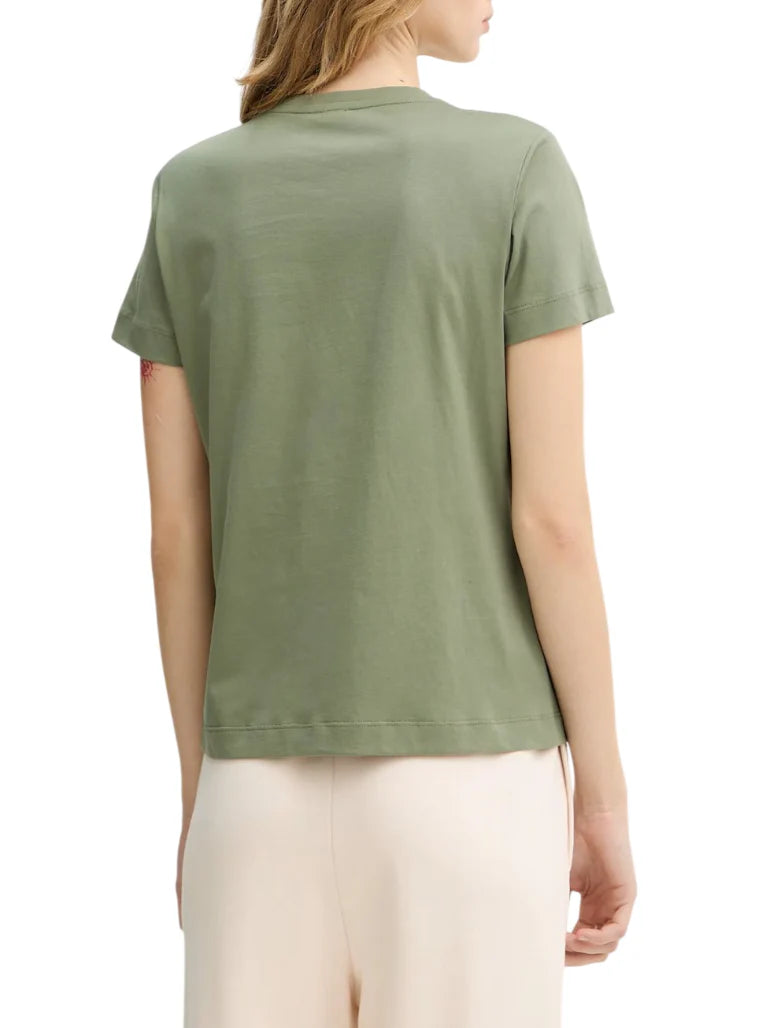 Pinko T-shirt Quentin con logo Love Birds gioiello verde