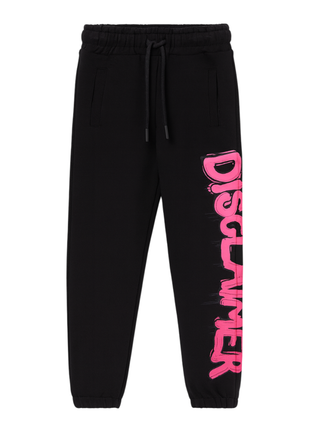 Disclaimer pantaloni joggers bambina con logo nero 58717 NERO DISCLAIMER