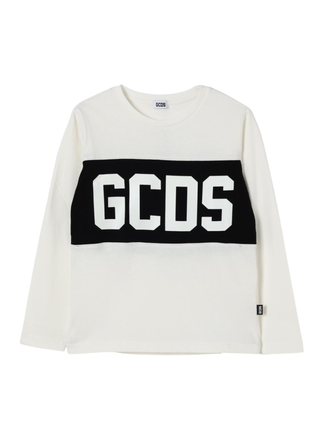 Gcds T-shirt manica lunga bambino bianco latte B2JU2214JF1 BONE GCDS 