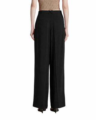 Simona Corsellini pantaloni gamba larga donna con pinces nero