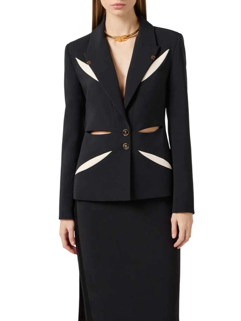 Elisabetta Franchi giacca blazer con aperture cut out nero