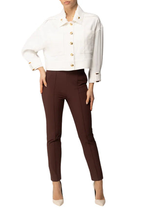 Elisabetta Franchi pantaloni slim in tessuto tecnico marrone