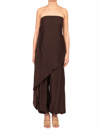 Vicolo top asimmetrico a fascia donna marrone