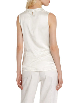 Relish blusa smanicata Wolfy in raso avorio