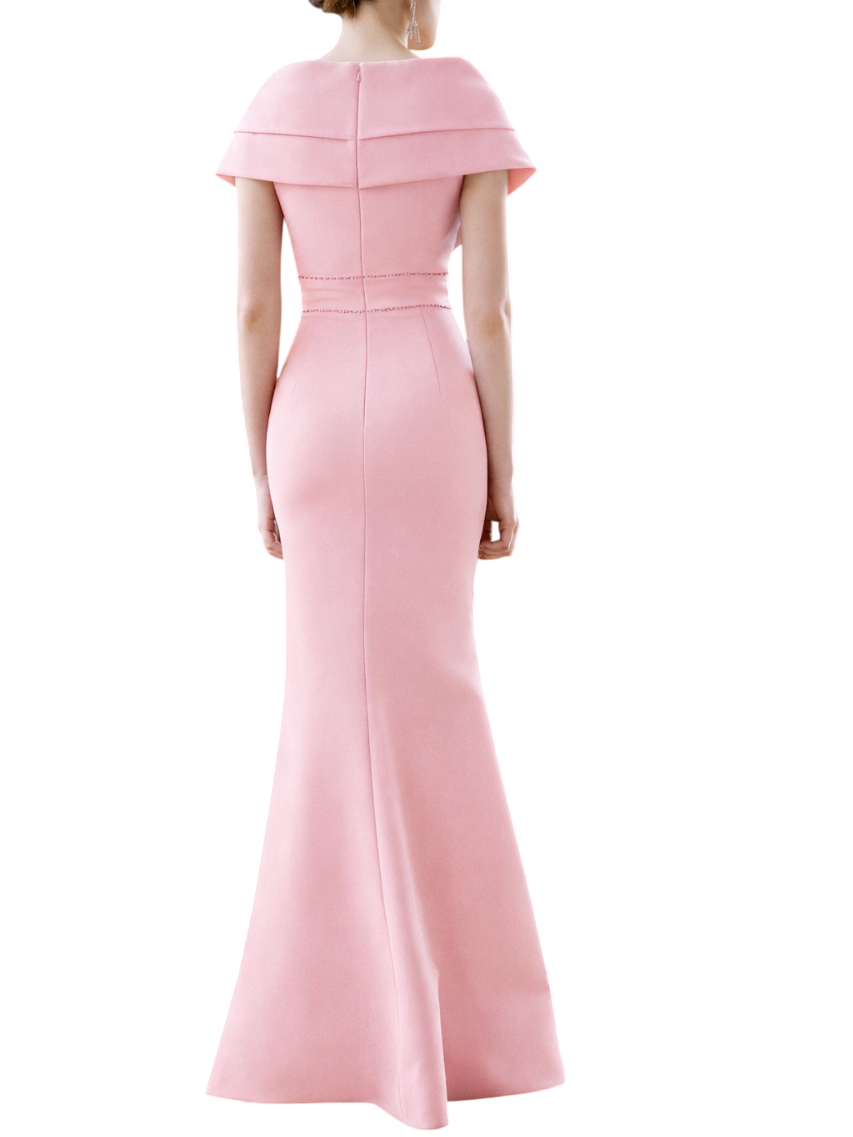 Couture Club abito da cerimonia con scollo a portafoglio rosa